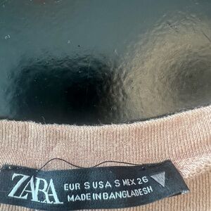 Zara Soft Ribbed Crewneck Top in Mauve